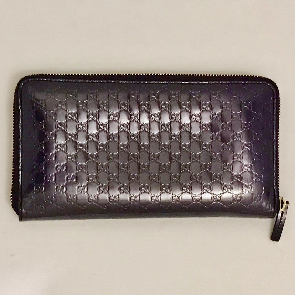Gucci Microguccissima Shiny Purple Zip Wallet